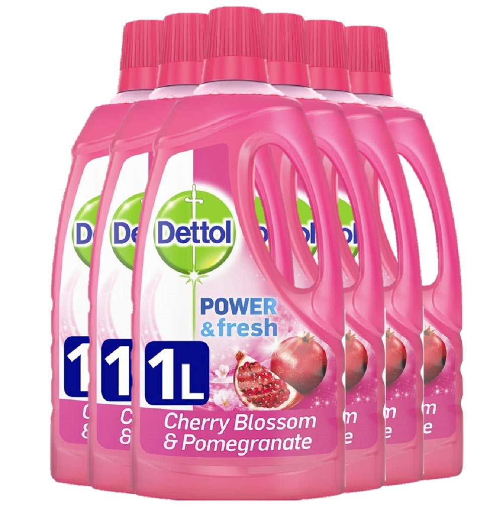 Dettol Power and Fresh Multi Purpose Cleaner Cherry Blossom/ Pomegranate Liquid 1 Litre (Pack of Six)