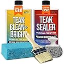 Better Boat Teak Cleaner and Sealer Kit, Includes Brightener, for Wood Restoration, Outdoor Furniture, Boats, Indoor Furniture, Shower Stools, Cleans