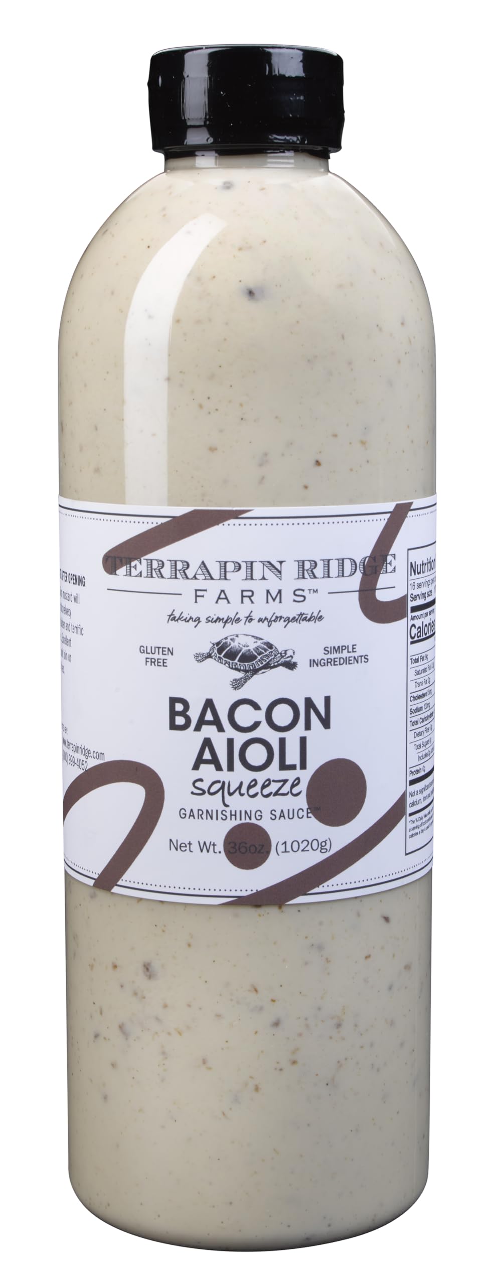 Terrapin Ridge Farms Bacon Aioli - Creamy Gourmet Spread with Smoky Bacon & Dijon Mustard - Gluten & Dairy Free, Keto Friendly, 1 Quart