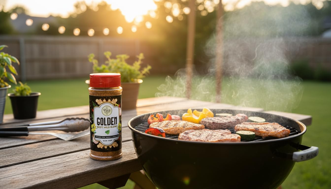 Vive Natural All Natural Seasoning Gluten-Free Chicken Steak Ribs Brisket (8.4oz) (8.4 oz (240g), Golden Drift Mild Spicy Blend)