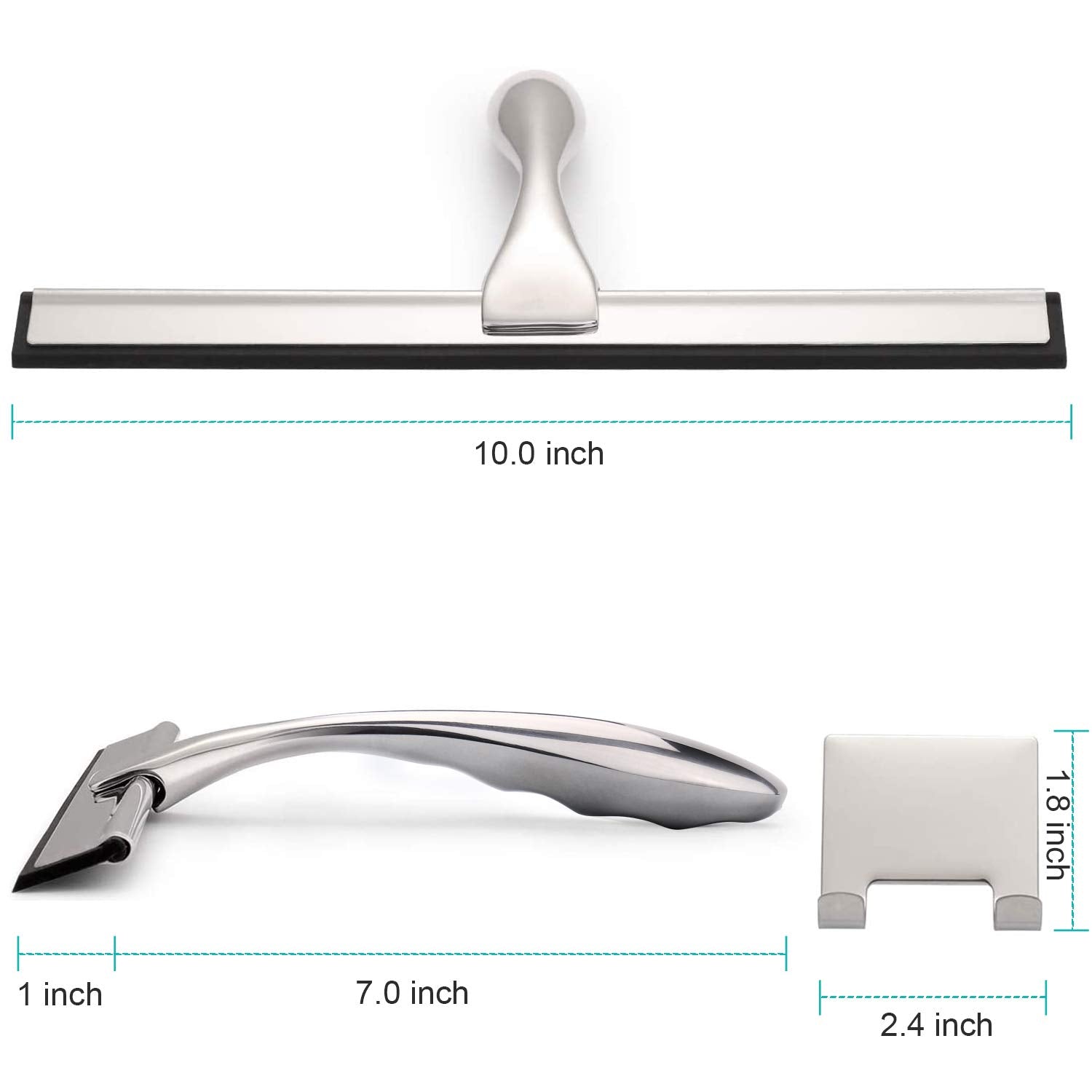 LPOLER Shower Squeegee for Shower Doors, Bathroom, Mirrors, Tiles and Car Windows (Grey, 10inch)