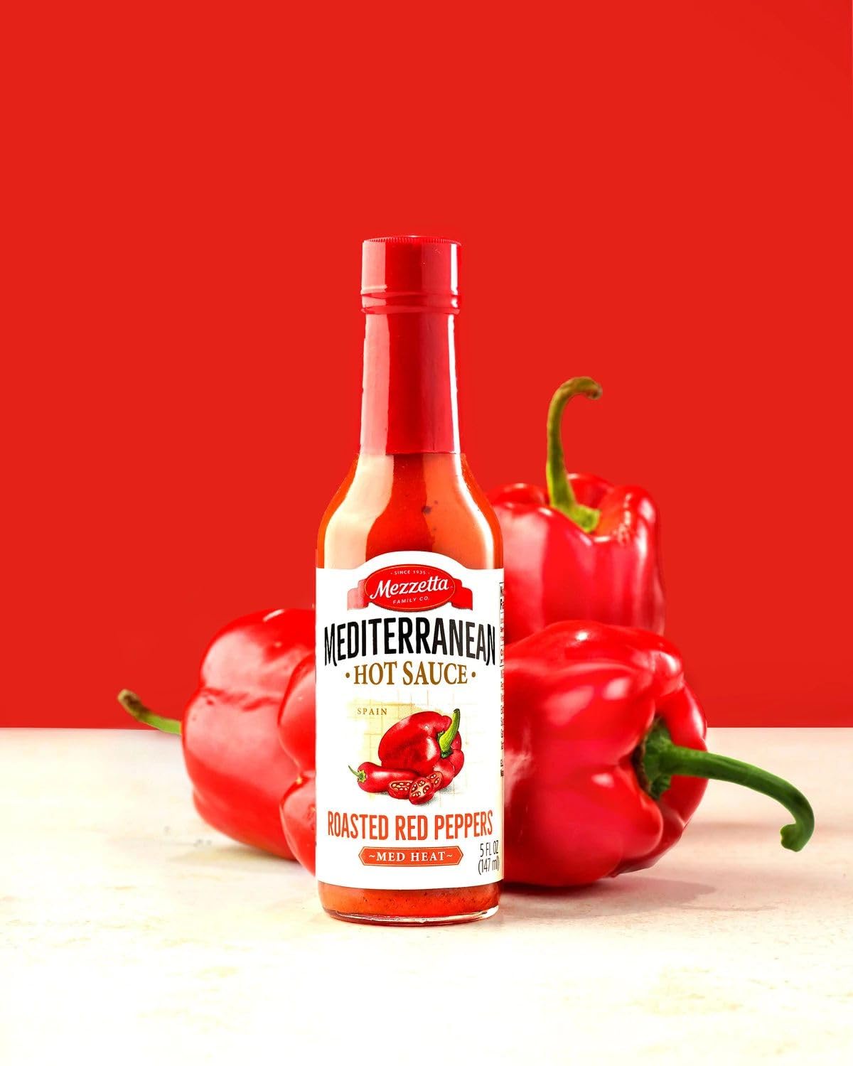 Mezzetta Hot Sauce Sampler with Peperoncini, Roasted Red Peppers & Calabrian Chili | Non-GMO | 5 Fluid Ounce Jar (Pack of 3)