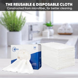 Microfiber Rags in A Box (50 Count) - Mwipes - 10" x 12" Reusable Wipes for Cleaning - Edgeless Terry Towels, Shop Rags, Wash, Dust, Disposable