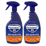 MICROBAN Multi-Purpose Cleaner, 32 oz., 2 Pack, Citrus, Penetrates Soap Scum, Greasy Soils and Reduces Odors, Keeps Killing 99.9% of Bacteria