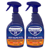 MICROBAN Multi-Purpose Cleaner, 32 oz., 2 Pack, Citrus, Penetrates Soap Scum, Greasy Soils and Reduces Odors, Keeps Killing 99.9% of Bacteria
