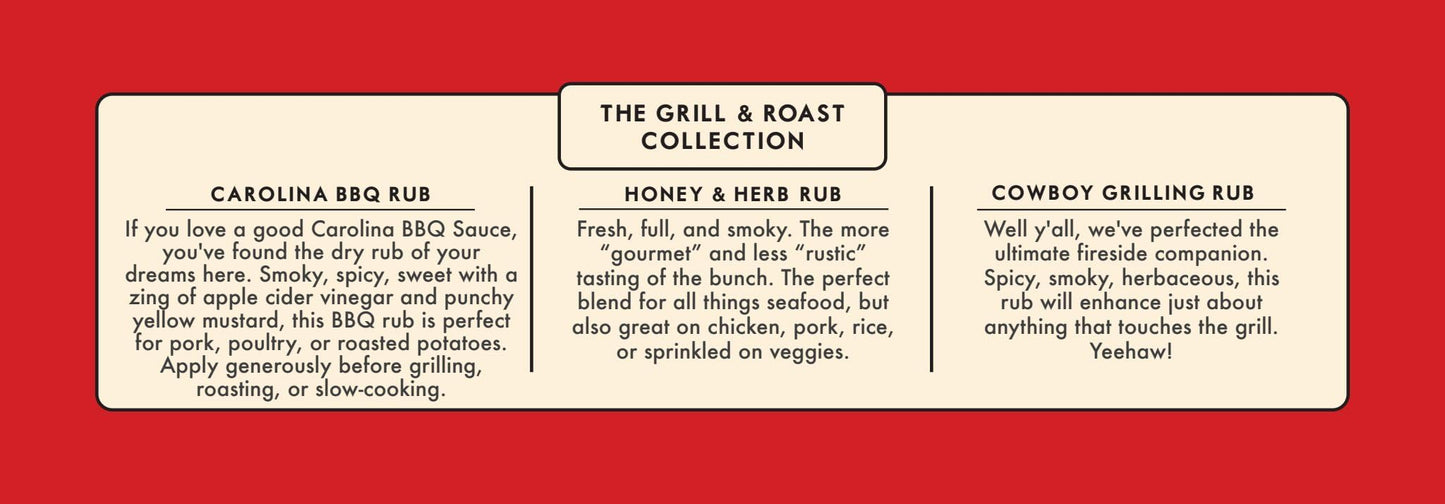 Spicewalla Grill Dry Rub 3 Pack | Carolina Pork, Cowboy Grilling, Honey Herb | for Pork, Steak, Chicken & Vegetables, BBQ Gift Set