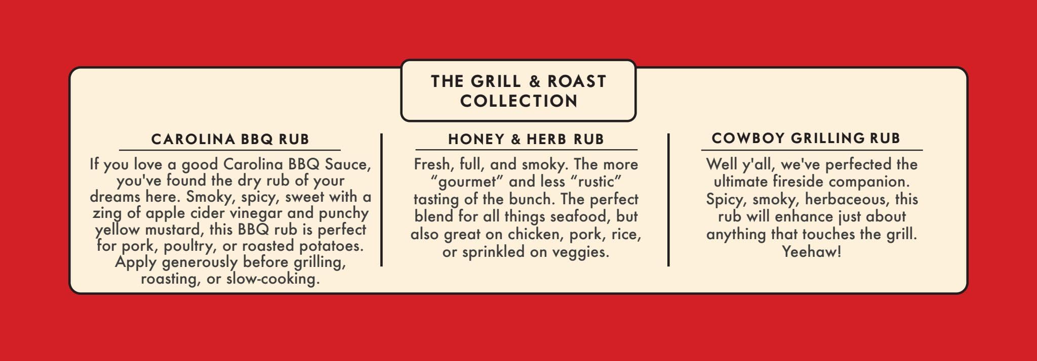 Spicewalla Grill Dry Rub 3 Pack | Carolina Pork, Cowboy Grilling, Honey Herb | for Pork, Steak, Chicken & Vegetables, BBQ Gift Set
