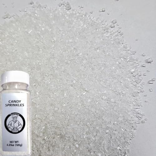 HeDeon&Rles Edible White Sanding Sugar Crystals for Baking 120g/4.23oz Sparkling Sugar Crystals Cake Cupcake Pancake Ice Cream Top Birthday Wedding