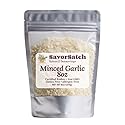 SavorSatch Minced Garlic - 8 oz Resealable Pouch | Dried Garlic Flakes | Certified Kosher | Bulk Dehydrated Garlic for Cooking, Sauces, Soups