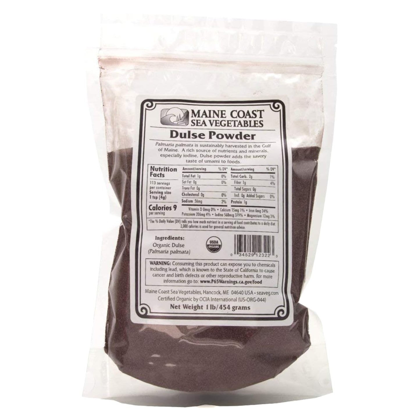Maine Coast Sea Vegetables Organic Dulse Powder | Seaweed | Good Source of Iodine & Essential Minerals | Harvested from North Atlantic | Perfect