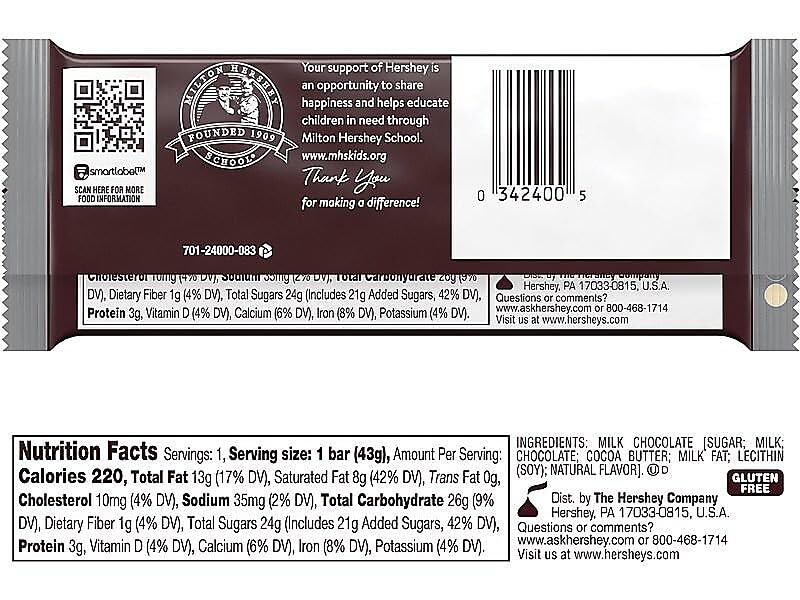 HERSHEY'S Chocolate Candy Bar, 1.55 Ounce (Pack of 36)