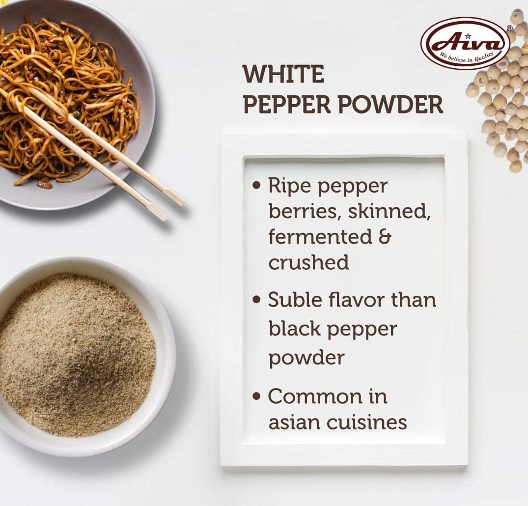 Aiva Ground White Pepper Powder (2 LB Bulk) | A-Grade White Peppercorns for Cooking, Seasoning, and Marinades