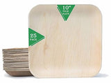 Eco Craft Stix 10 inch Square Palm Leaf Plates. Eco Friendly Dinnerware. Pack of 25 Plates. Eco-Friendly and Compostable Palm Plates. Sturdy