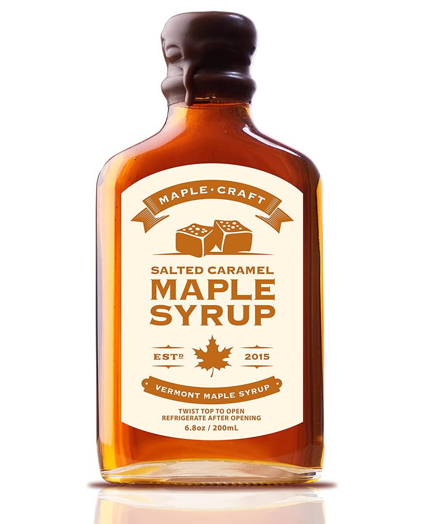 Salted Caramel Maple Craft Syrup | Delicious All Natural Topping, Sweetener & Ingredient | Enjoyed By All Ages | Great Gift Item | 6.8oz. (200mL)