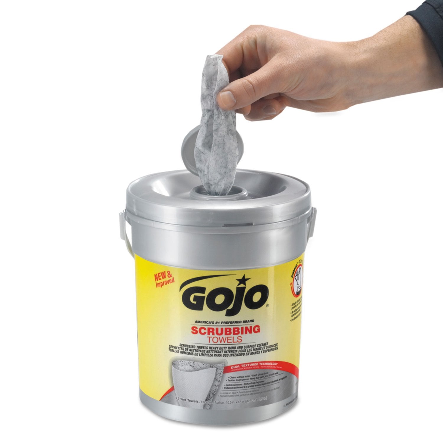 Gojo Dual Textured Scrubbing Wipes Canister 72 Wipes
