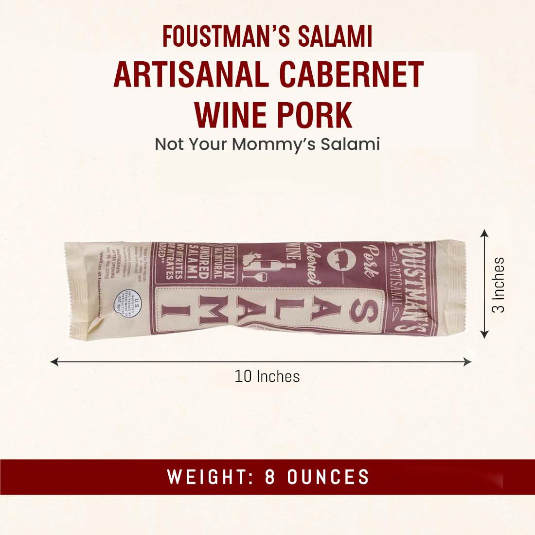 Foustman's Salami (Cabernet Wine) Artisanal, Nitrate-Free, Naturally Cured