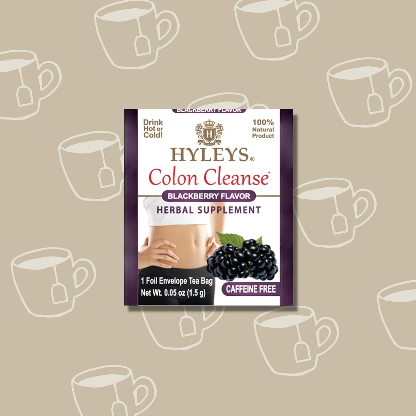 Hyleys Colon Cleanse Tea Variety Pack - Cranberry, Blackberry, Acai Berry, and Goji Berry Flavors - 100 Tea Bags