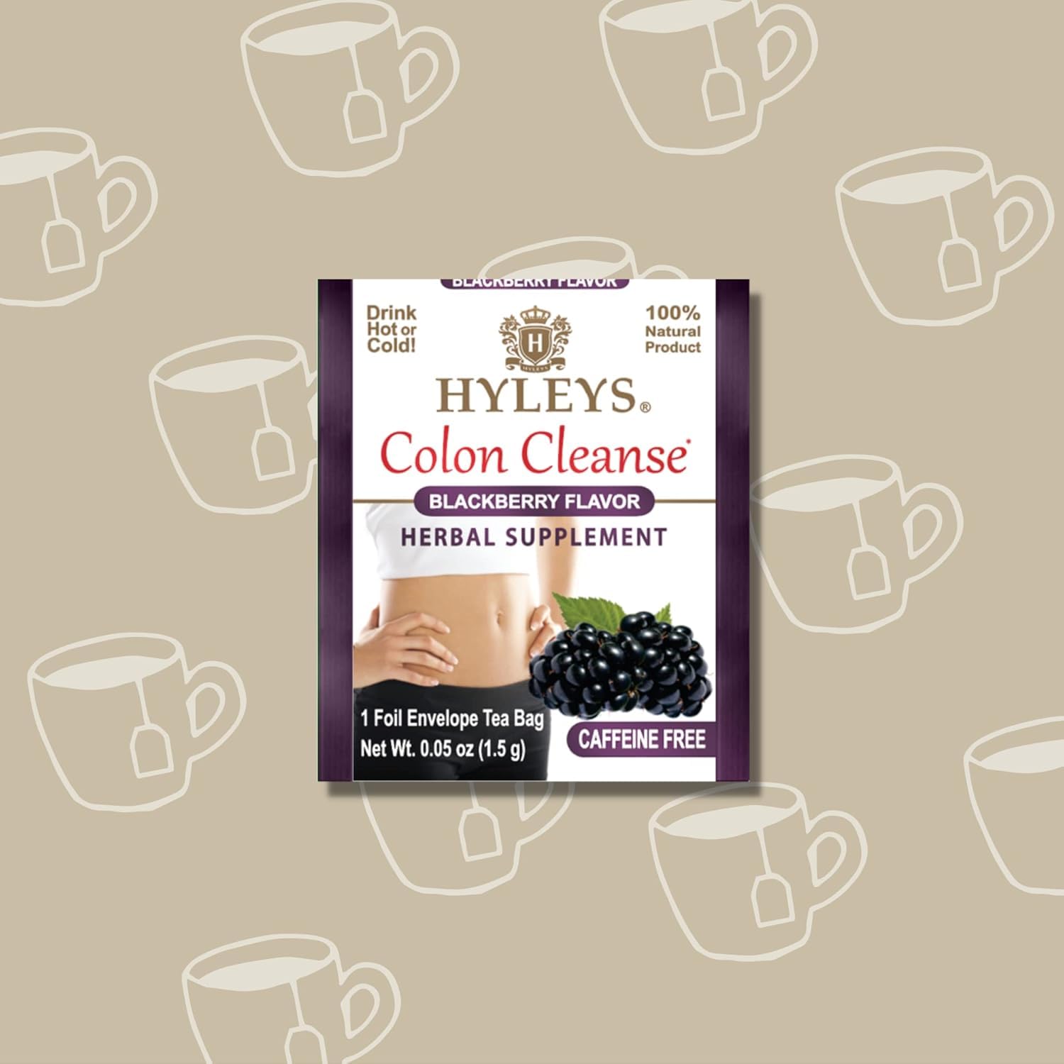 Hyleys Colon Cleanse Tea Variety Pack - Cranberry, Blackberry, Acai Berry, and Goji Berry Flavors - 100 Tea Bags