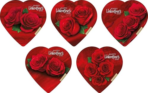 Elmer Chocolate Valentine's Day Rose Flowers Heart Shaped, 2 Ounce Chocolate Gift Box - 18 Count Case