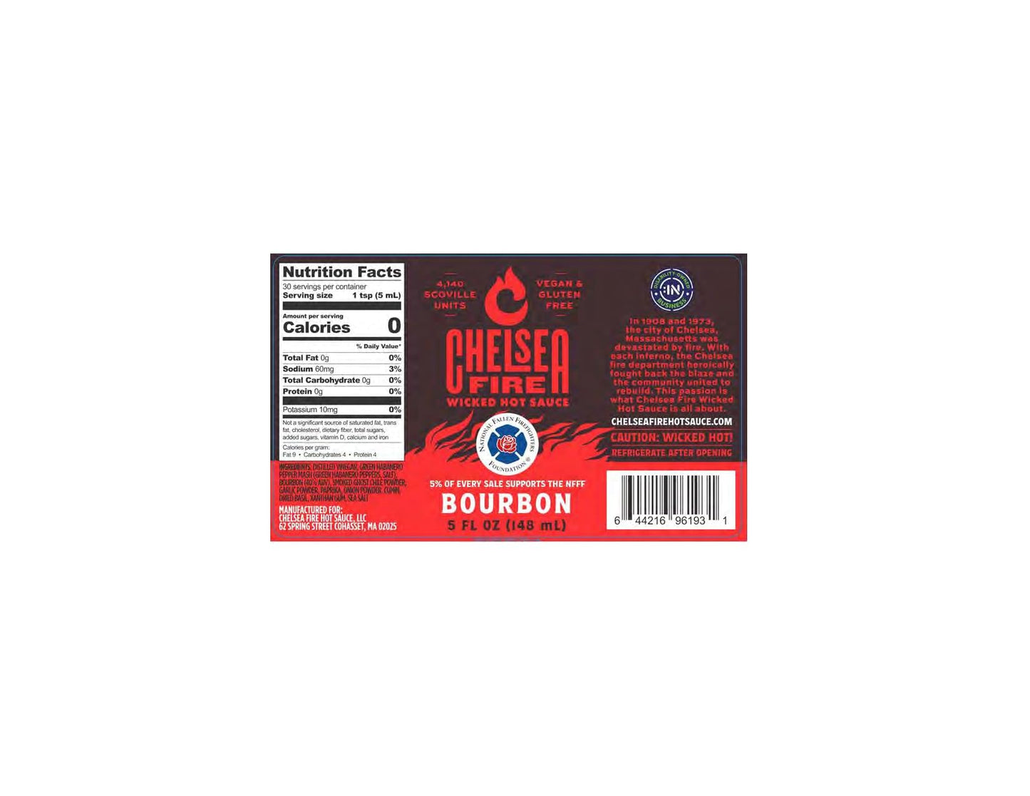 CHELSEA FIRE Wicked Hot Bourbon Hot Sauce - Sweet and Spicy Tropical Heat, Gourmet Hot Sauce with Fresh Bourbon Flavor - Perfect for Grilling