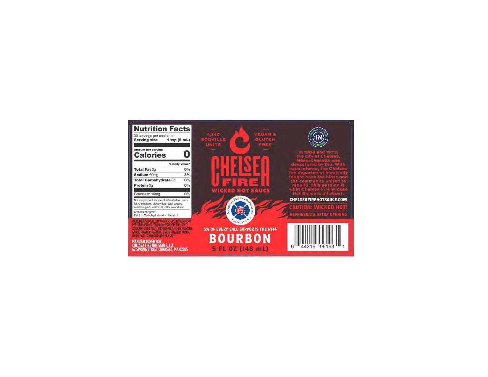 CHELSEA FIRE Wicked Hot Bourbon Hot Sauce - Sweet and Spicy Tropical Heat, Gourmet Hot Sauce with Fresh Bourbon Flavor - Perfect for Grilling