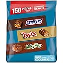 SNICKERS, TWIX, & MILKY WAY Minis Chocolate Candy Bars Variety Pack, 150 Ct Bulk Bag