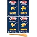 Barilla Pasta, Penne, Rigatoni, Cellentani, and Farfalle, 16 Ounce (Pack of 4) - with Make Your Day Mini Bamboo Spatula