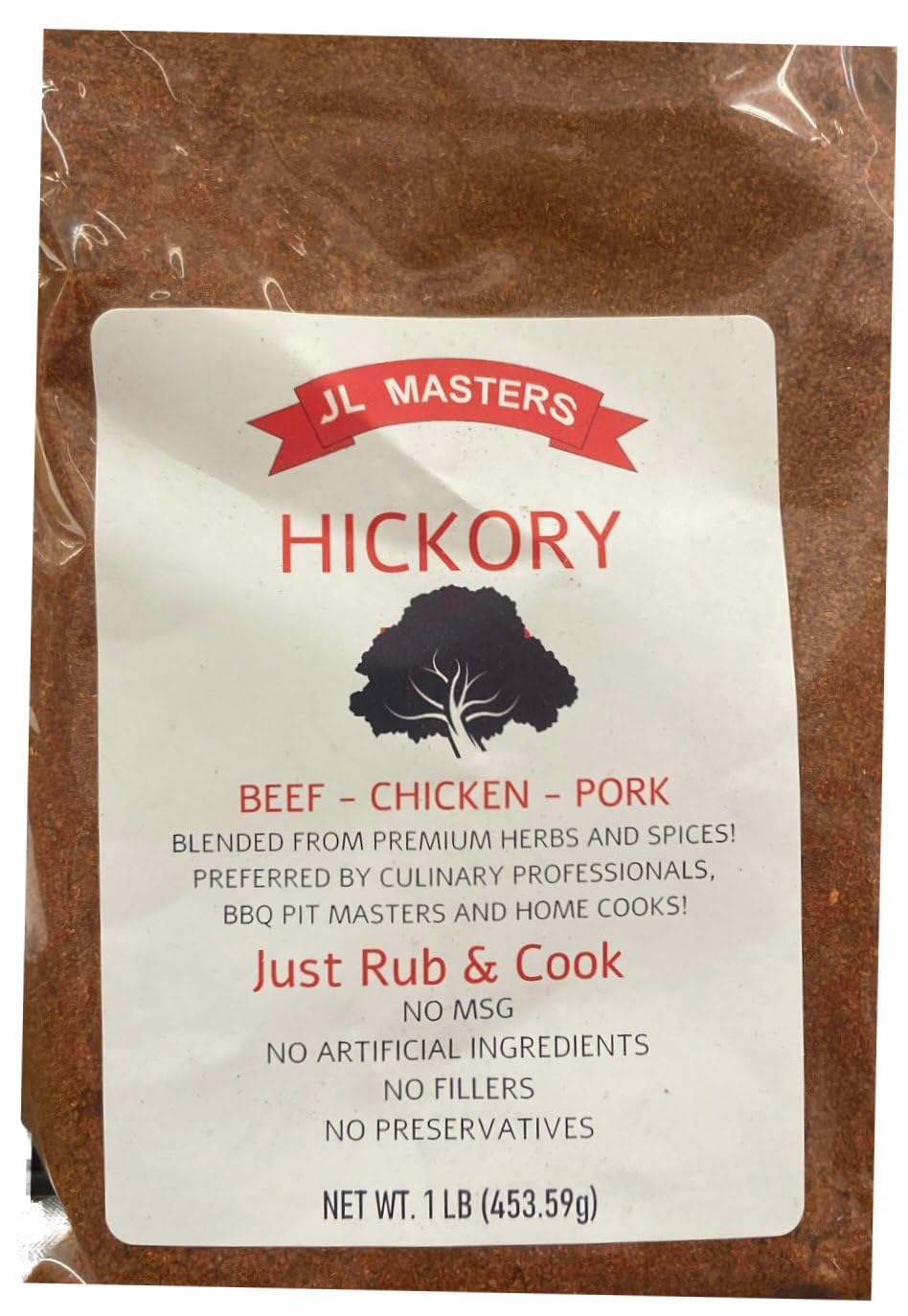 JL Masters Hickory Rub - 1 Pound package