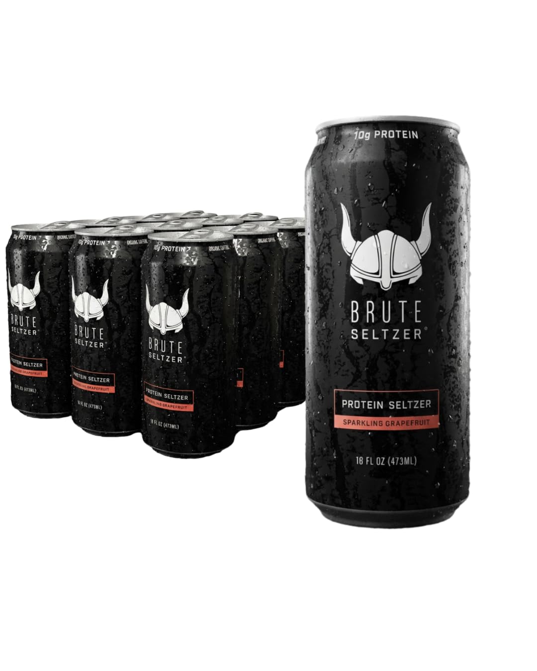 Brute Protein Seltzer Grapefruit, 10g Protein, Organic Caffeine, 12-Pack
