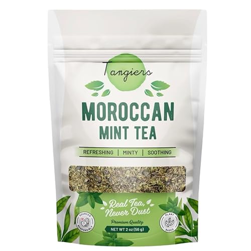 Moroccan Mint Tea - Tangiers Tea- Premium Green Tea with Refreshing Peppermint Leaves, Natural light Caffeine, 56g Loose Leaf