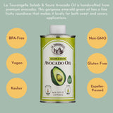 La Tourangelle Avocado Oil 16.9 Fl Oz, All-Natural, Artisanal, Great for Salads, Fruit, Fish or Vegetables, Buttery Flavor