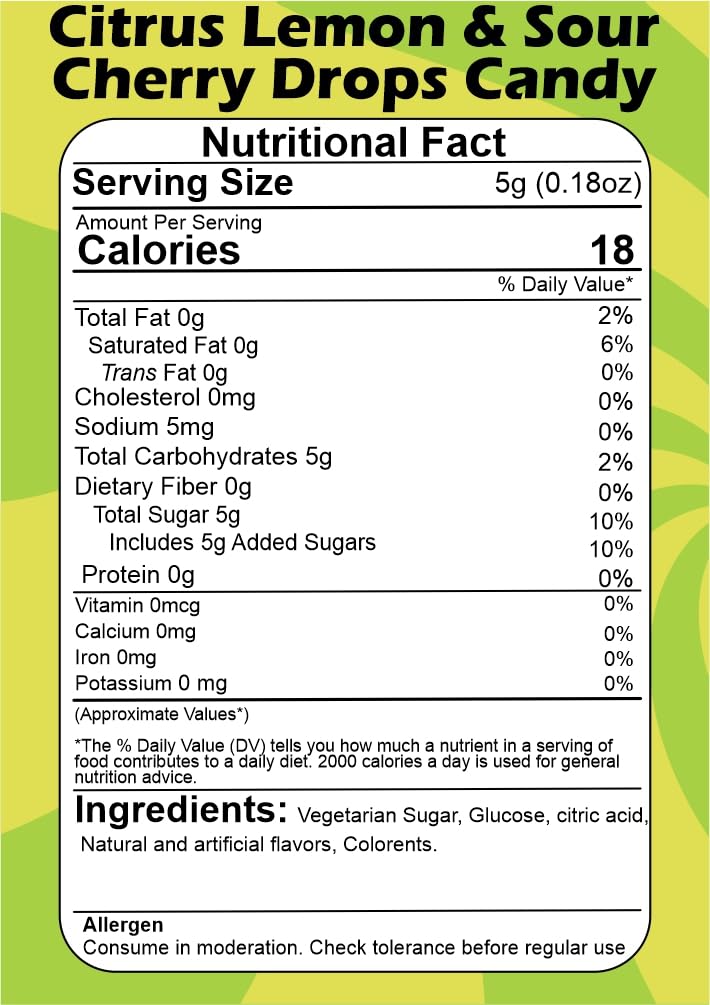 SMIBZE Natural Citrus Lemon & Sour Cherry Drops Candy 150 GM (Pack of 1) SMIBZE