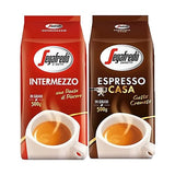 Segafredo Casa & Intermezzo Whole Beans Coffee Variety Pack, Arabica/Robusta blend, 17.6oz/500g (Pack of 2 total)