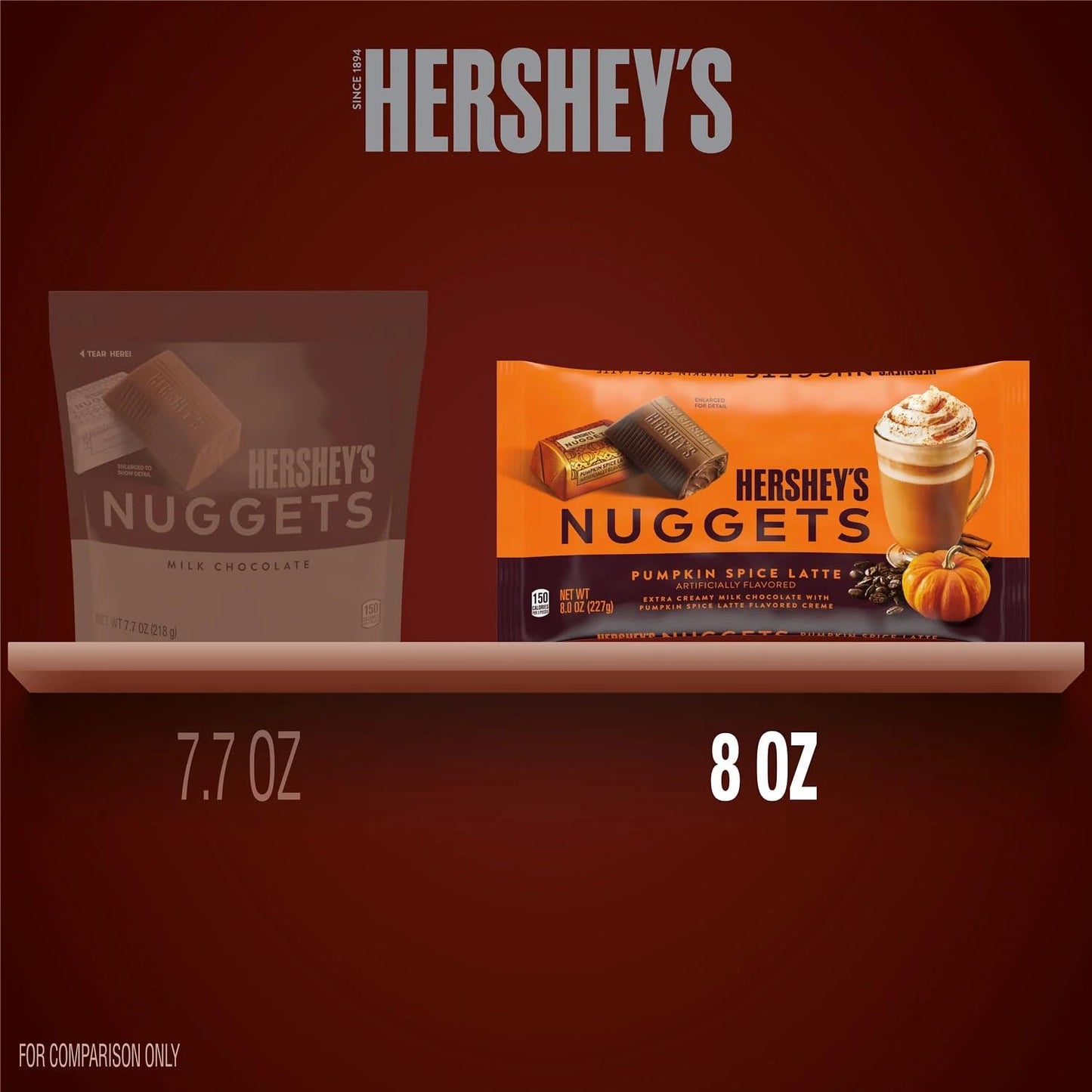 HERSHEY'S NUGGETS Milk Chocolate, Pumpkin Spice Latte Flavor, 8 oz Bag, Kosher, Fall Holiday Candy