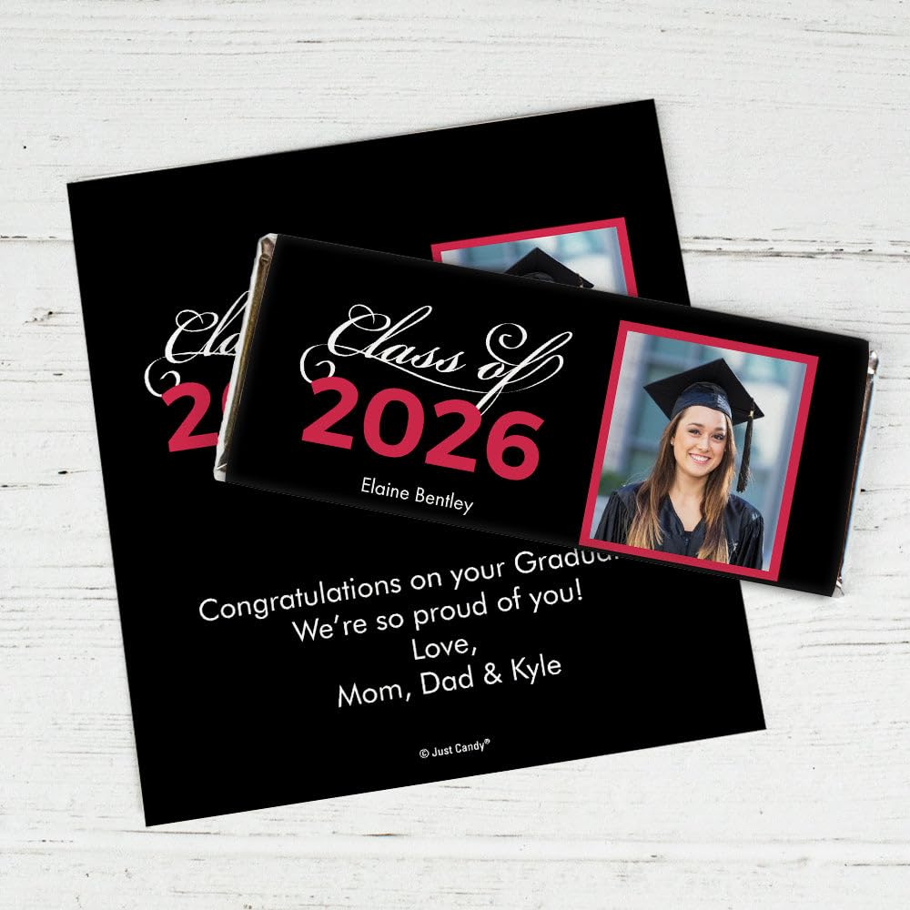 25ct Personalized Graduation Class of 2026 DIY Candy Bar Wrappers - Red