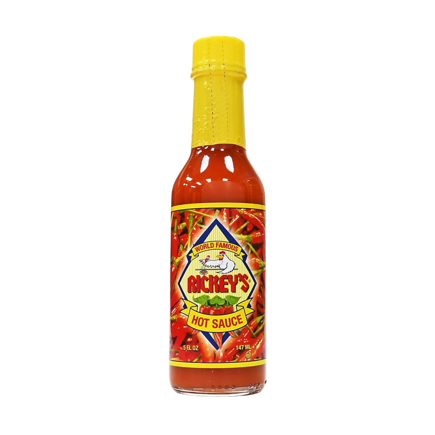 RICKEY'S Original World Famous Sauce, Gourmet Hot Sauce with Aged Red Peppers, Distilled Vinegar, Salt, Granulated Garlic, in a Bottle, 5 oz.