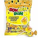 Bon Bon Bum - Fruity Lollipop with Bubble Gum center - Perfect for Parties and Sharing (24 Pieces, Maracuya (Passion Fruit))