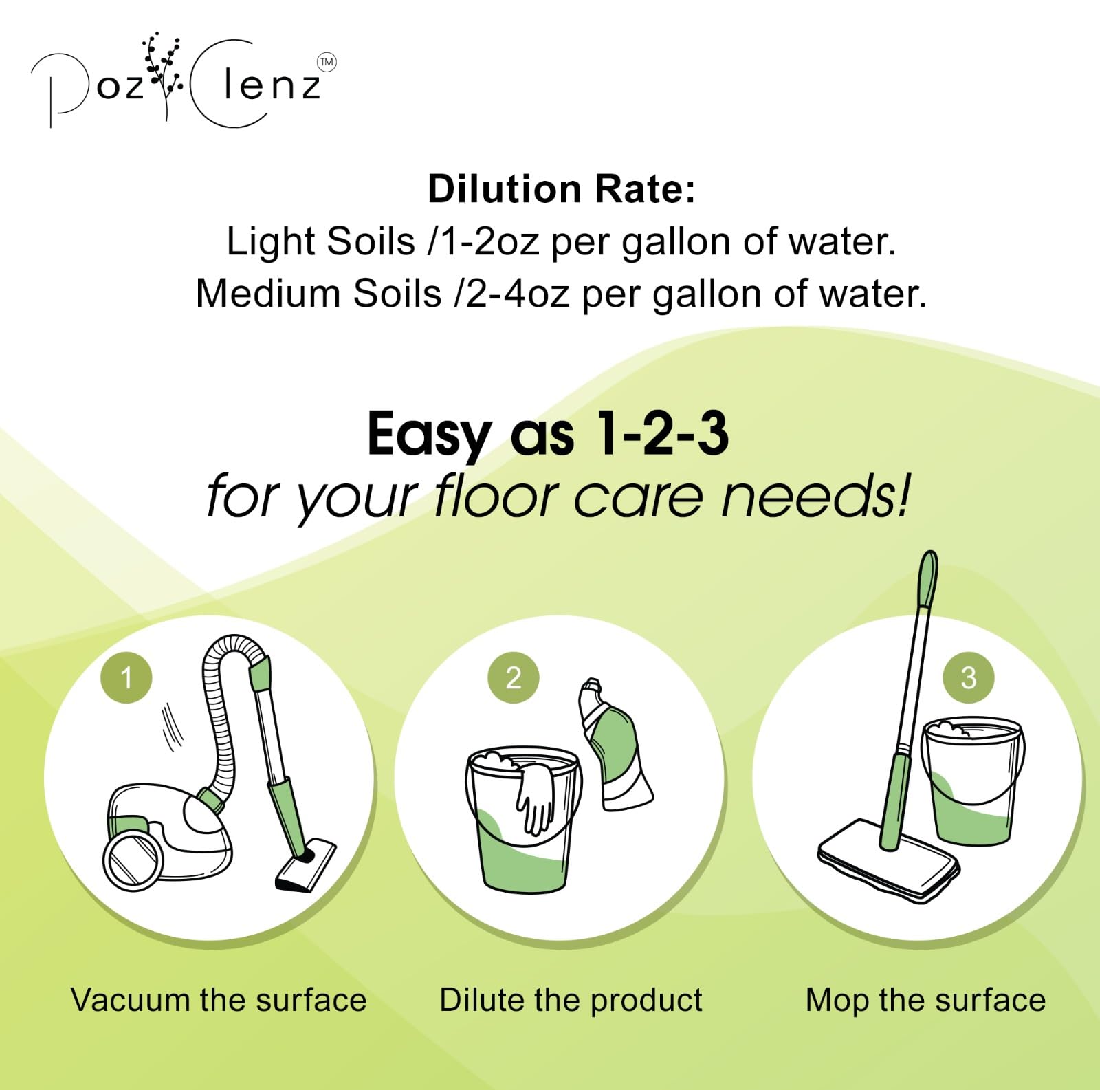 Poz Clenz Marble & Stone Floor Cleaner | Concentrated Daily Formula (1 Gallon) | pH Neutral, Streak-Free | Safe for Marble, Travertine, Limestone