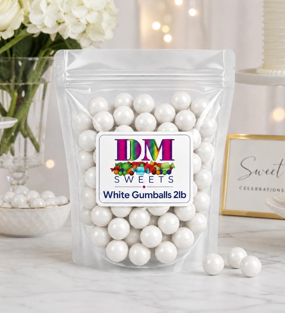 White Gumballs - 2 lbs of 1" Tutti Frutti Gumballs in Resealable Bag to Ensure Freshness. Perfect for Color Themed Parties or Candy Buffets