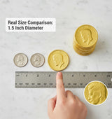 Large Chocolate Gold Coins, 32-Pack, Milk Chocolate Candy, 1.5 Inch Half Dollar Size, Gold Foil, Individually Wrapped Party Favors For Holidays, Candy