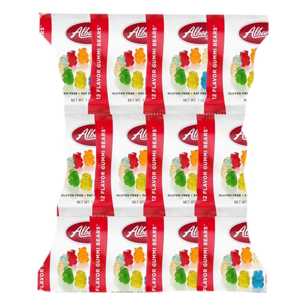 Candykrave Albanesse 12 Flavor Gummi Bears, (2 LB) naturally Flavored Chewy Gummies with Fruity Varieties Including Fuji Apple, Asian Blood Orange