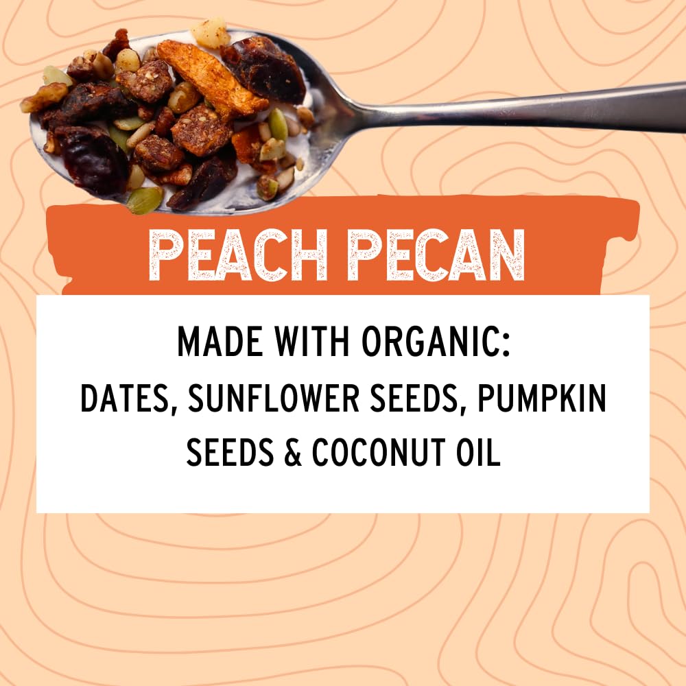 Wildway Keto Granola | Peach Pecan | Grain-Free, Certified Gluten-Free Cereal | Vegan, Low Carb | No Sugar Added | Paleo-Friendly | Non-GMO Fruit