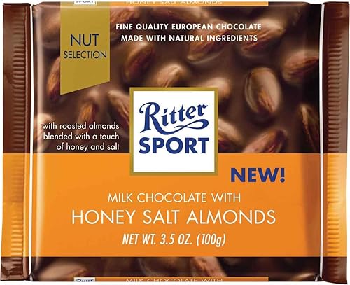 Ritter Sport Milk Chocolate with Honey Salt Almonds Bar, 3.5 Ounce (Pack of 11)