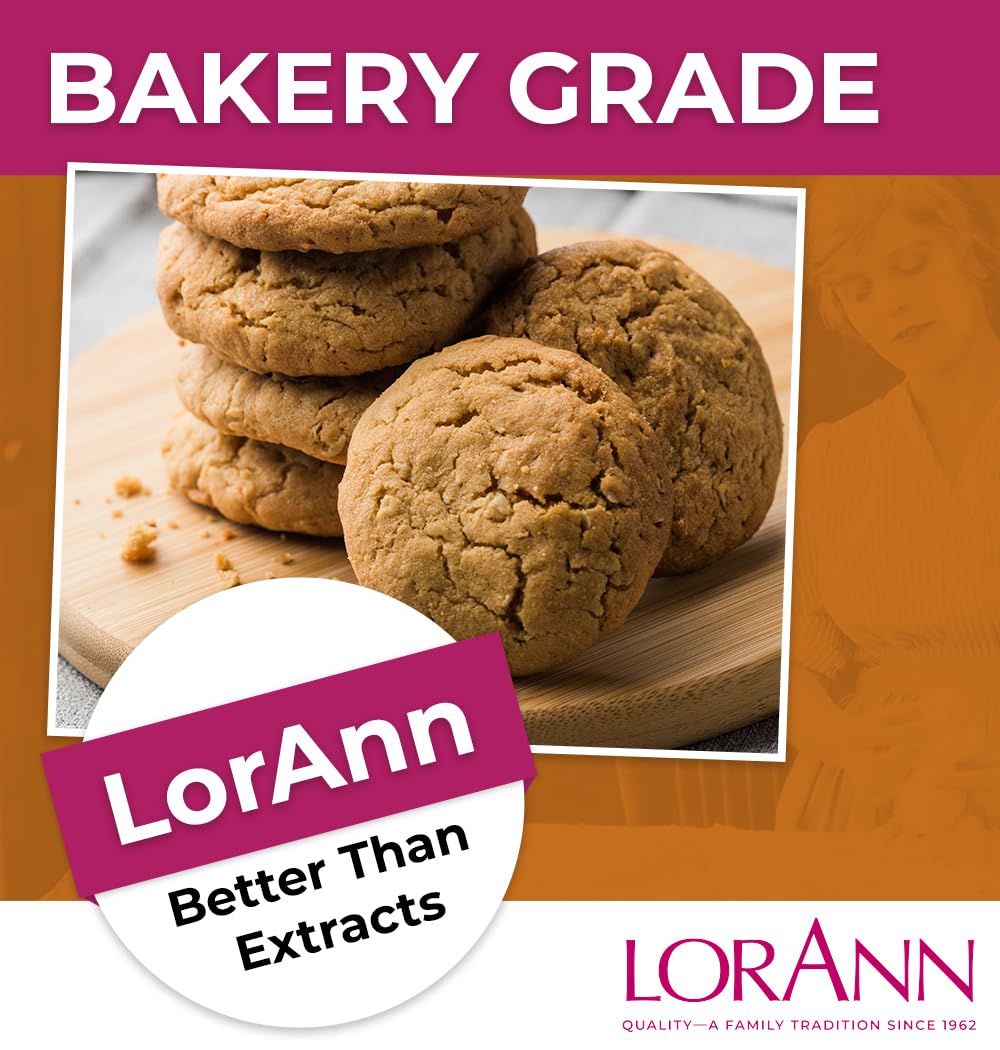 LorAnn Oils Cookie Butter Bakery Emulsion: True Essence, Ideal for Boosting Fruit Tones in Cakes, Cookies & Desserts, Gluten-Free, Keto-Friendly, Extract Substitute Essential for Your Kitchen, 4 Oz