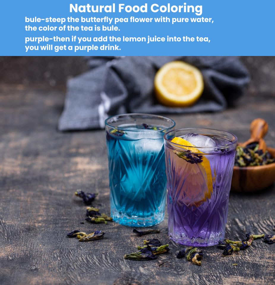 8oz Butterfly Pea Flowers,Non-GMO,Natural Butterfly Pea Tea,Premium Dried Butterfly Pea Flower for Blue & Purple Drinks and Food Coloring