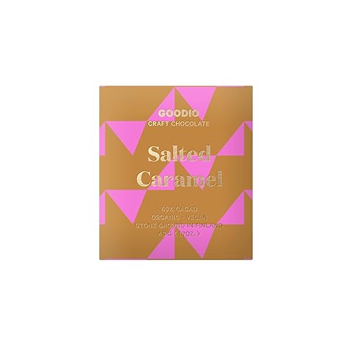 Goodio Organic Chocolate Bar, Salted Caramel Chocolate 49%, 1.7 Ounce, Vegan, Gluten-free, Soy-Free, non-GMO