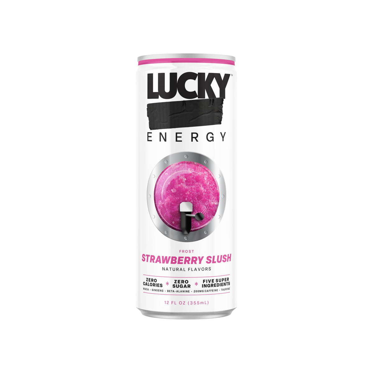 Lucky Energy Drink Strawberry Slush, Zero Calories, 200mg Caffeine, 12 Pack