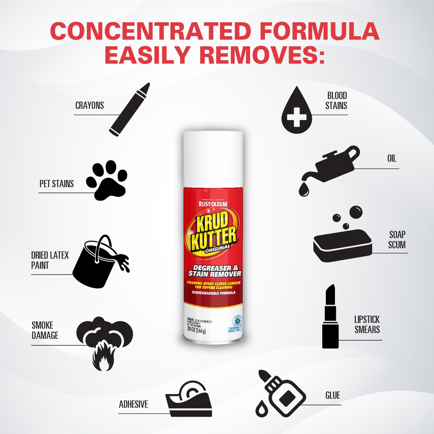 Krud Kutter Original Cleaner Degreaser Aerosol, 20 oz, Heavy Duty Spray for Grease, Oil and Tough Stains, All Purpose Multi Surface Cleaner