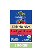 Herbal Cup Ayurveda Elderberries Tea, Organic Rosehips Hibiscus, No Caffeine Herbal Supplement (16 Count, Pack of 6)