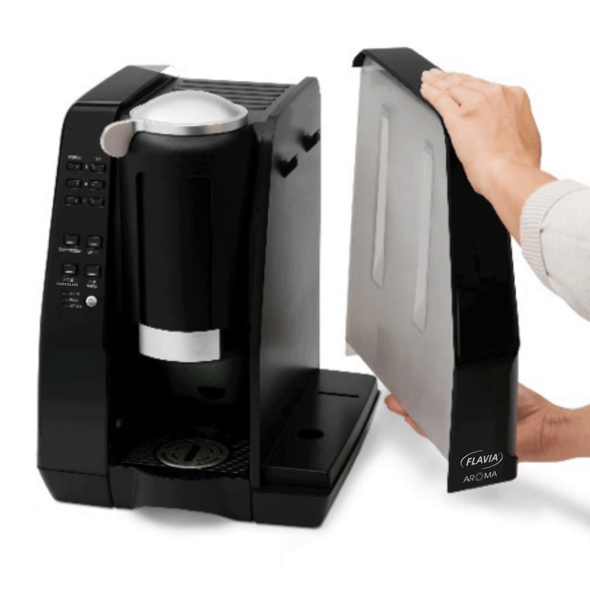 Flavia Small Coffee Brewer : Single Serve, 14.4” x 10.5” x 11.6”, Less counter space. More variety.